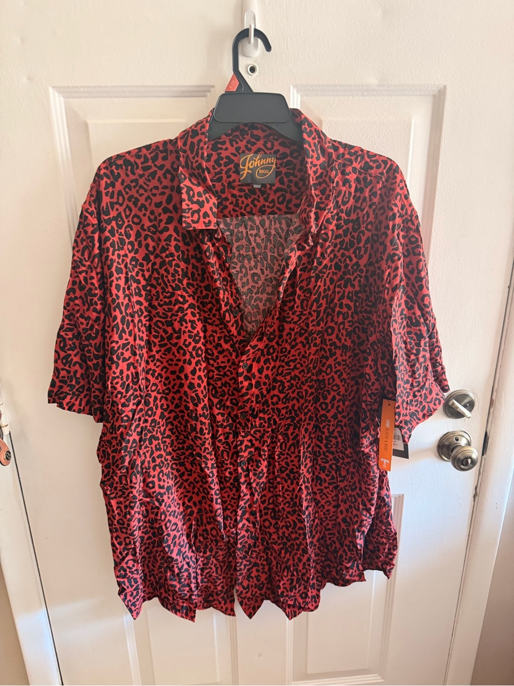 Johnny Was Rust Red and Black Leopard Print Shirt